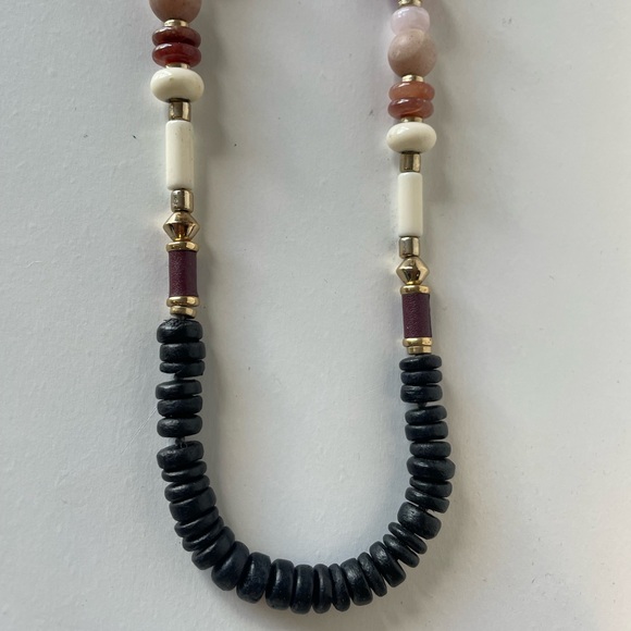 Stella & Dot Long Necklace  amethyst, sunstone, rose agate, grey agate beads - Picture 3 of 9